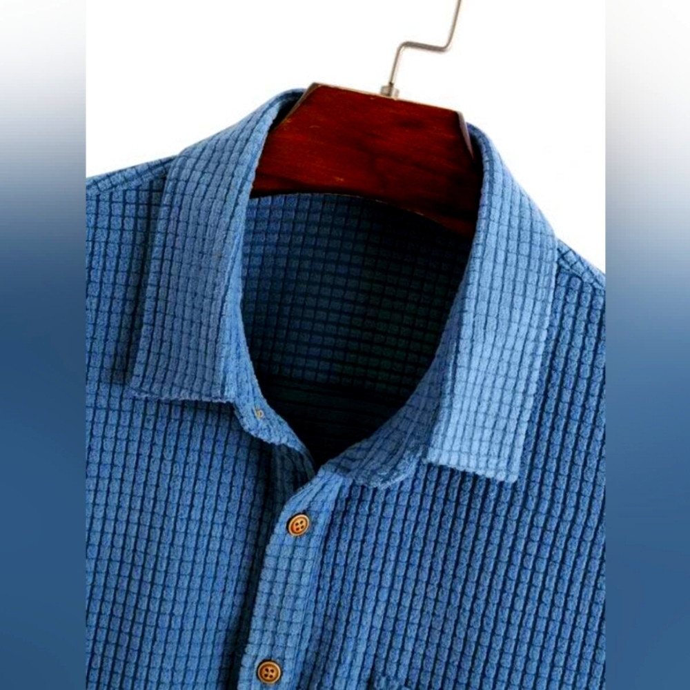Solid Color Texture Button Up Corduroy Shirt - Picture 4 of 5